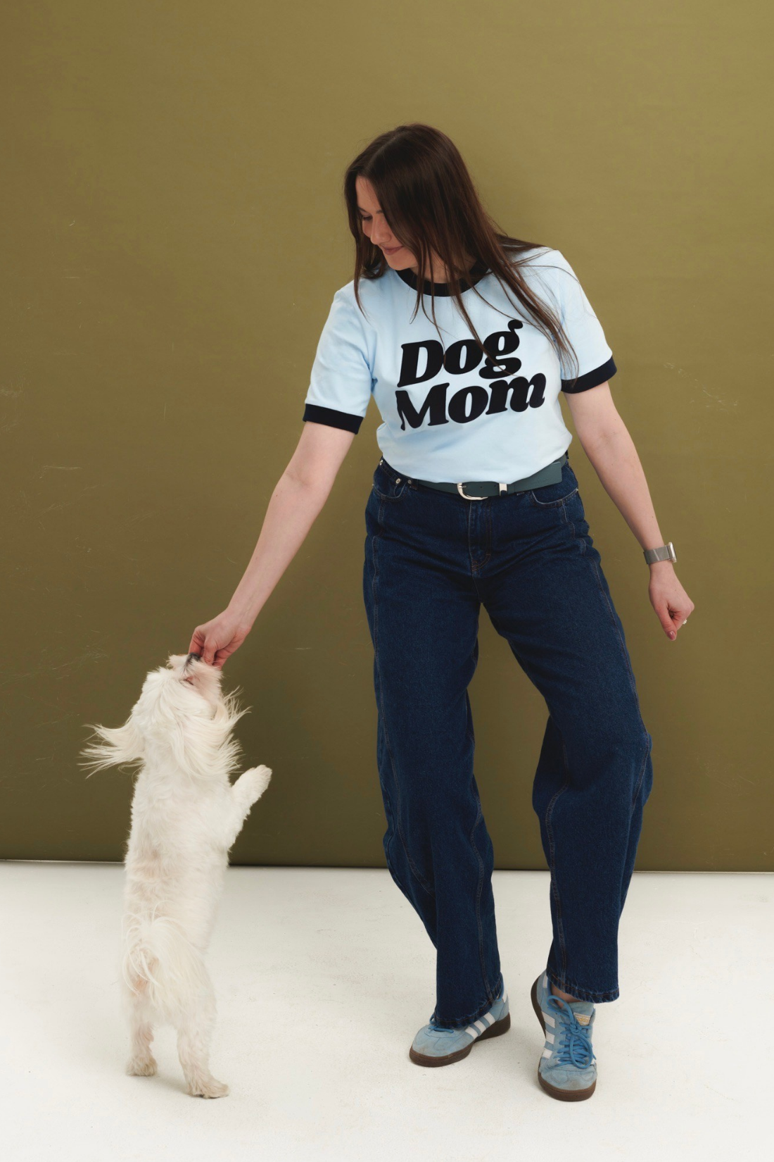 T-SHIRT DOG MOM NIEBIESKI
