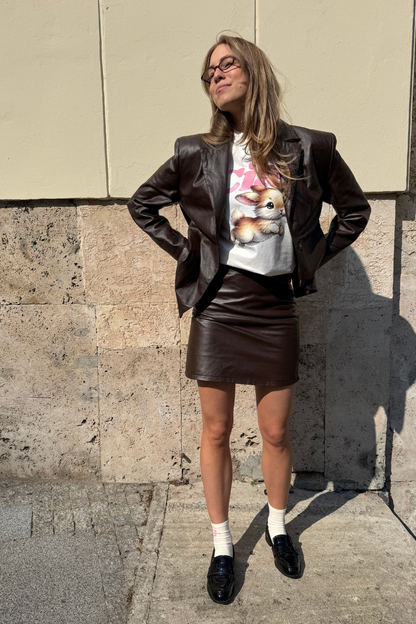 SPÓDNICA SKÓRZANA HAILEY BRĄZOWA