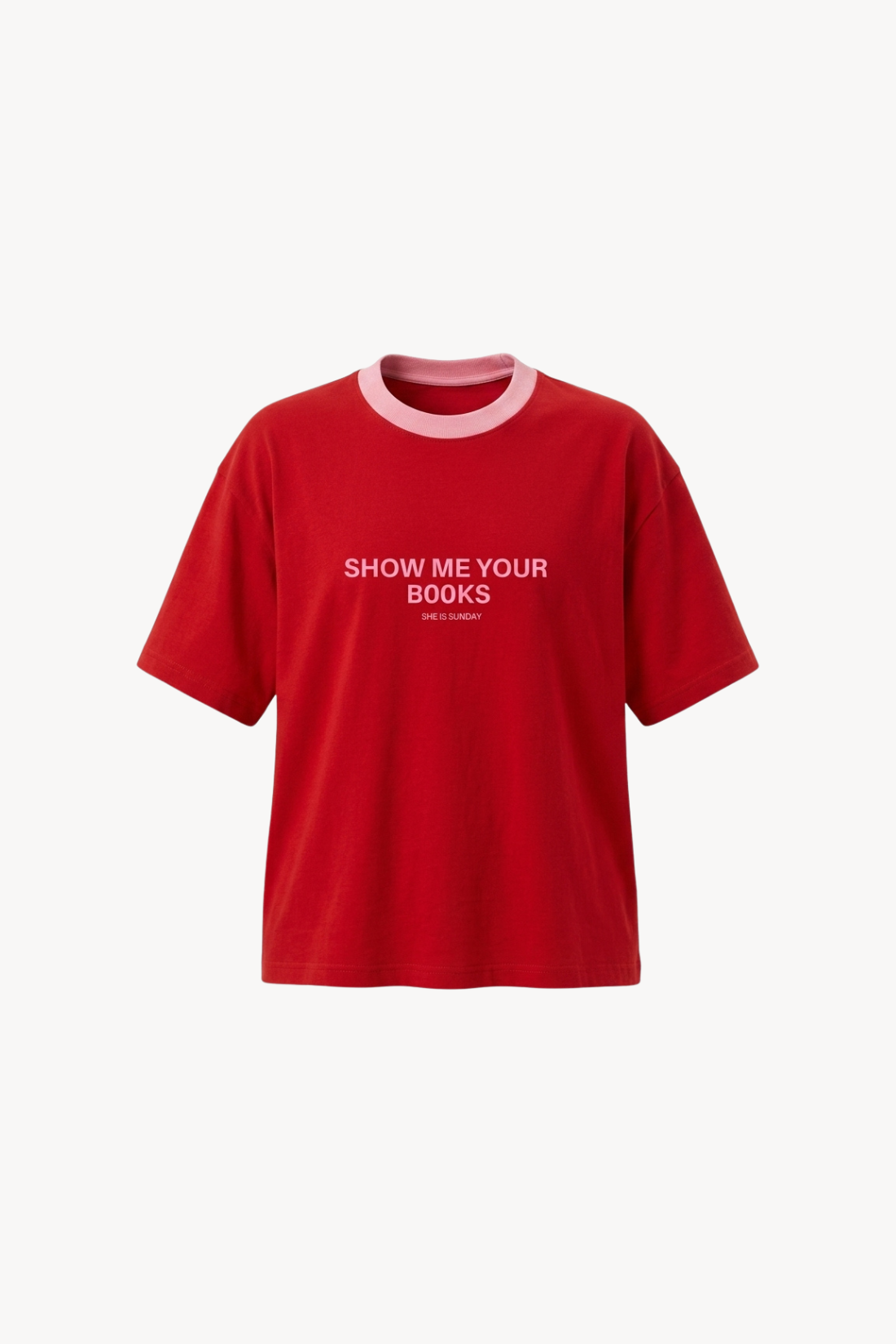T-SHIRT SHOW ME YOUR BOOKS CZERWONY
