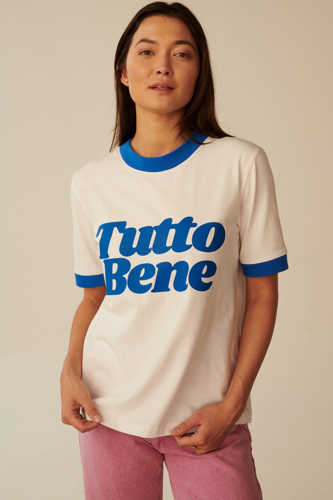 T-SHIRT TUTTO BENE NIEBIESKI