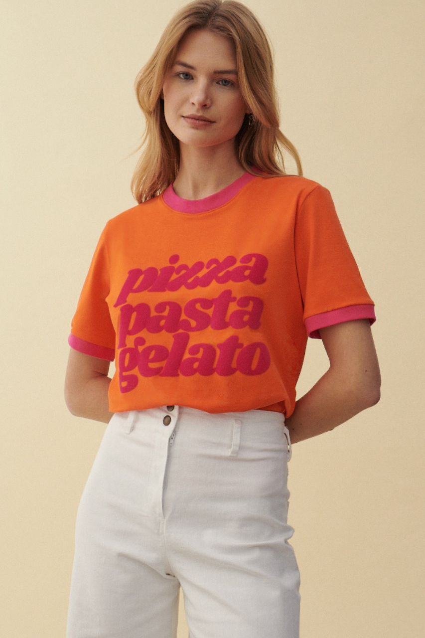 T-SHIRT PIZZA PASTA GELATO ORANGE