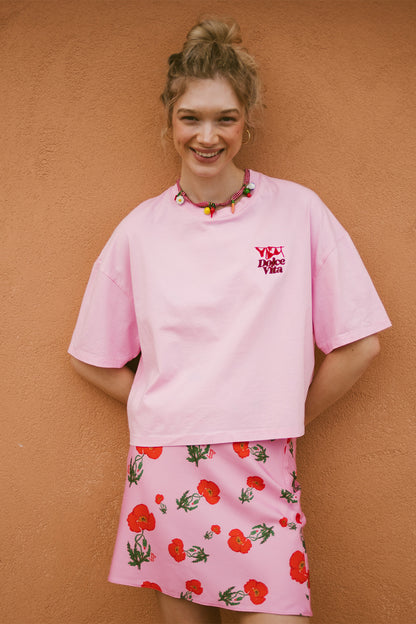 T-SHIRT BIKINI BOXY RÓŻOWY