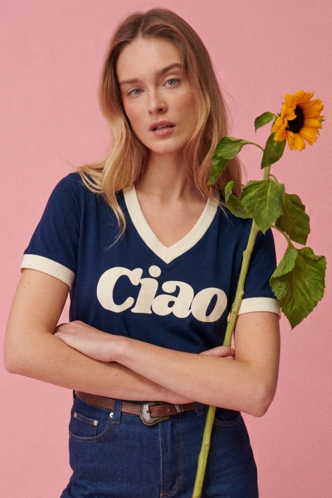 T-SHIRT CIAO V-NECK NAVY
