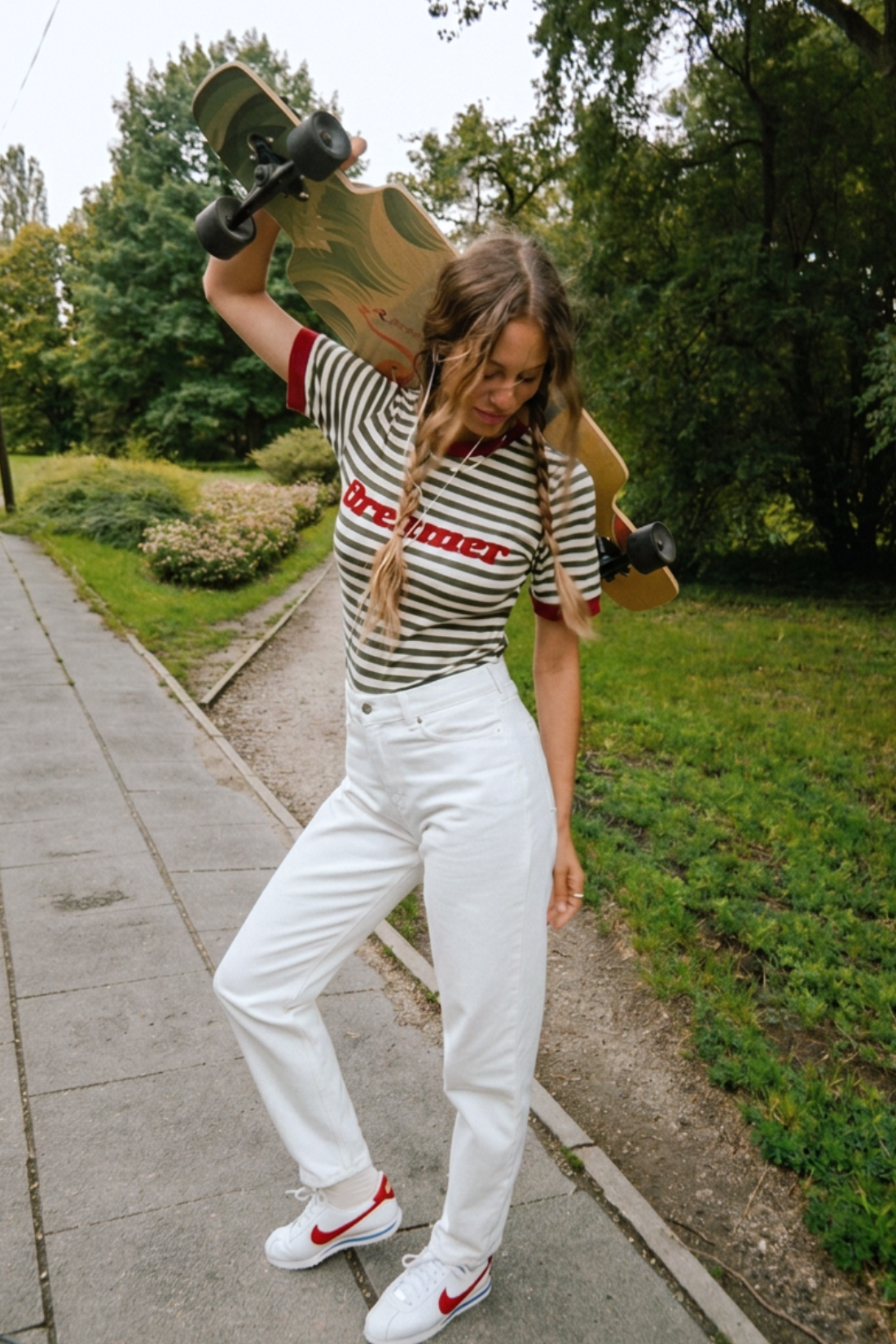 T-SHIRT DREAMER W PASKI ECRU-KHAKI