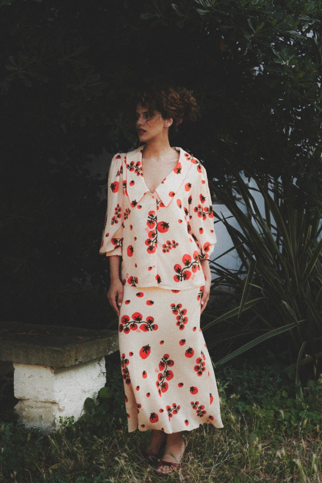 SPÓDNICA MIDI POMODORO KREMOWA