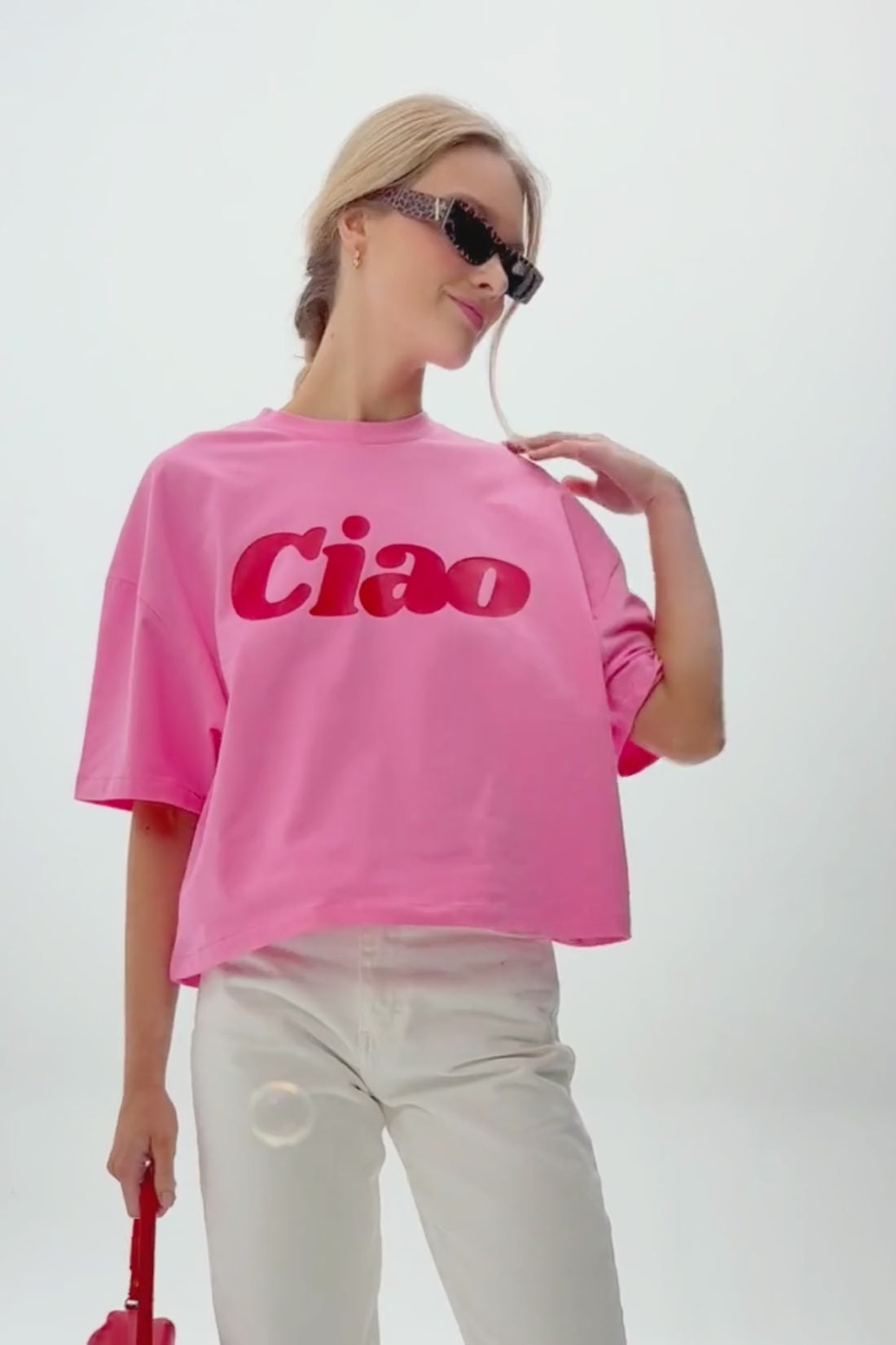 T-SHIRT CIAO SUNDAY BOXY ROŻOWY