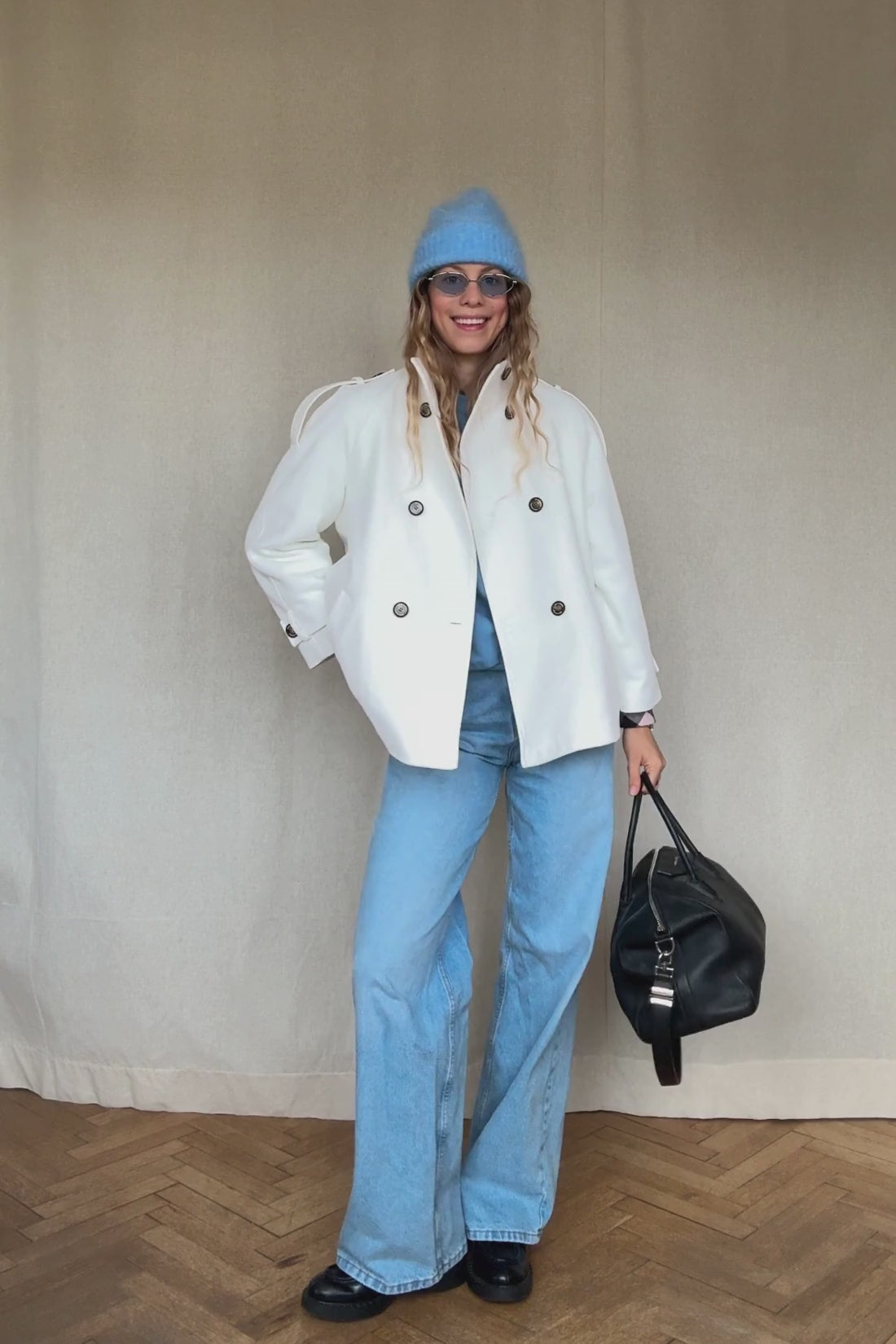 TRENCZ COCO KREMOWY Z WEŁNY