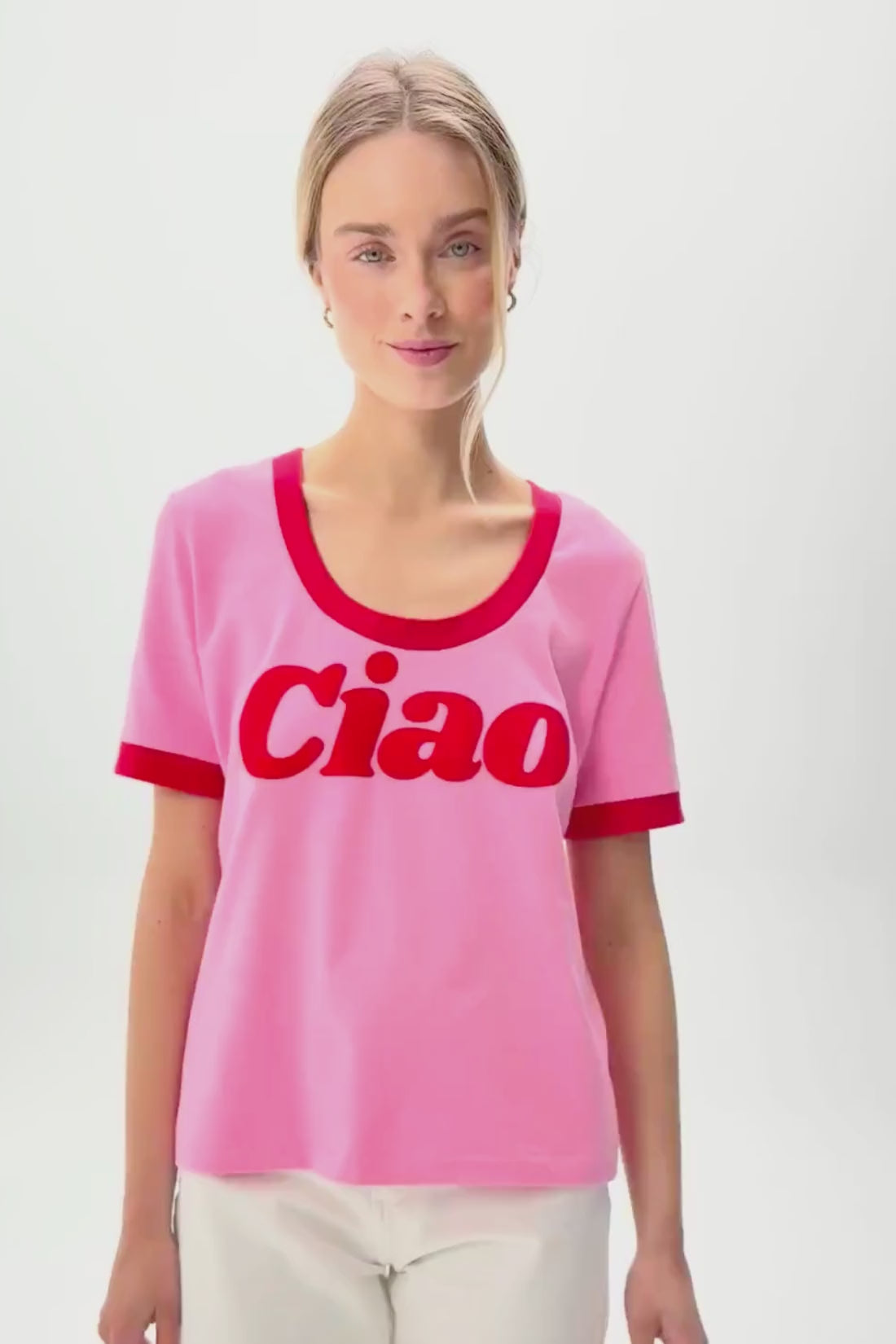 T-SHIRT CIAO SUNDAY RÓŻOWY GŁĘBOKI DEKOLT