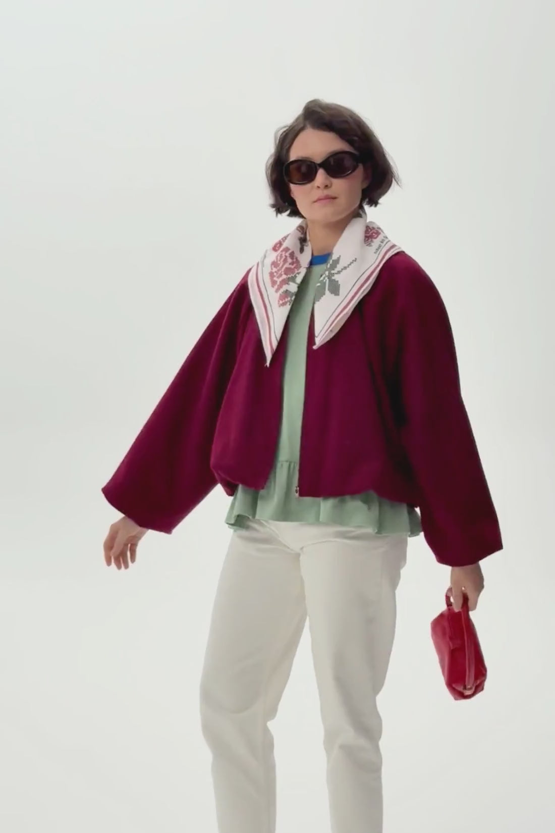 KURTKA WEŁNIANA BURGUNDY NIGHT BORDOWA