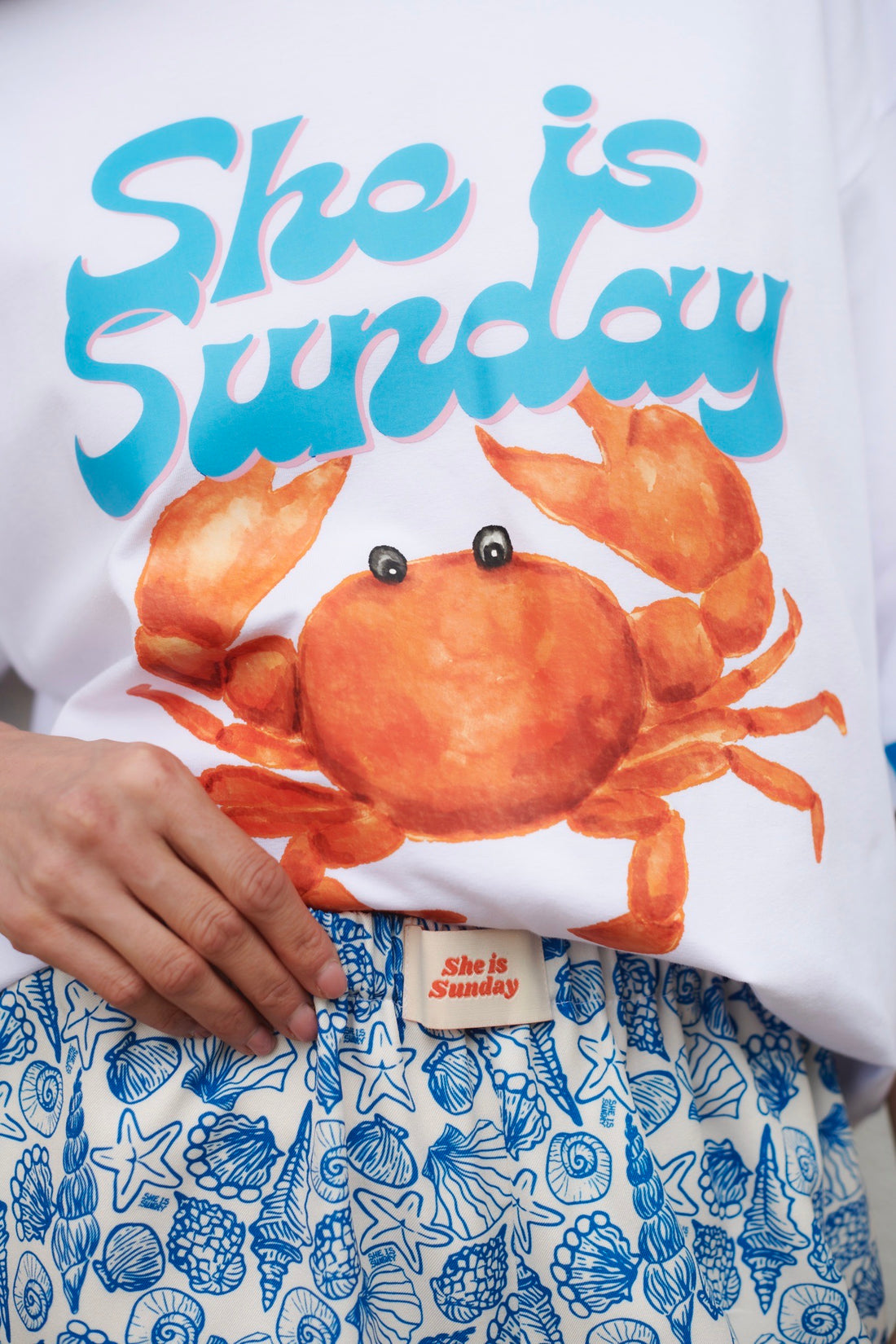 T-SHIRT CRAB BIAŁY