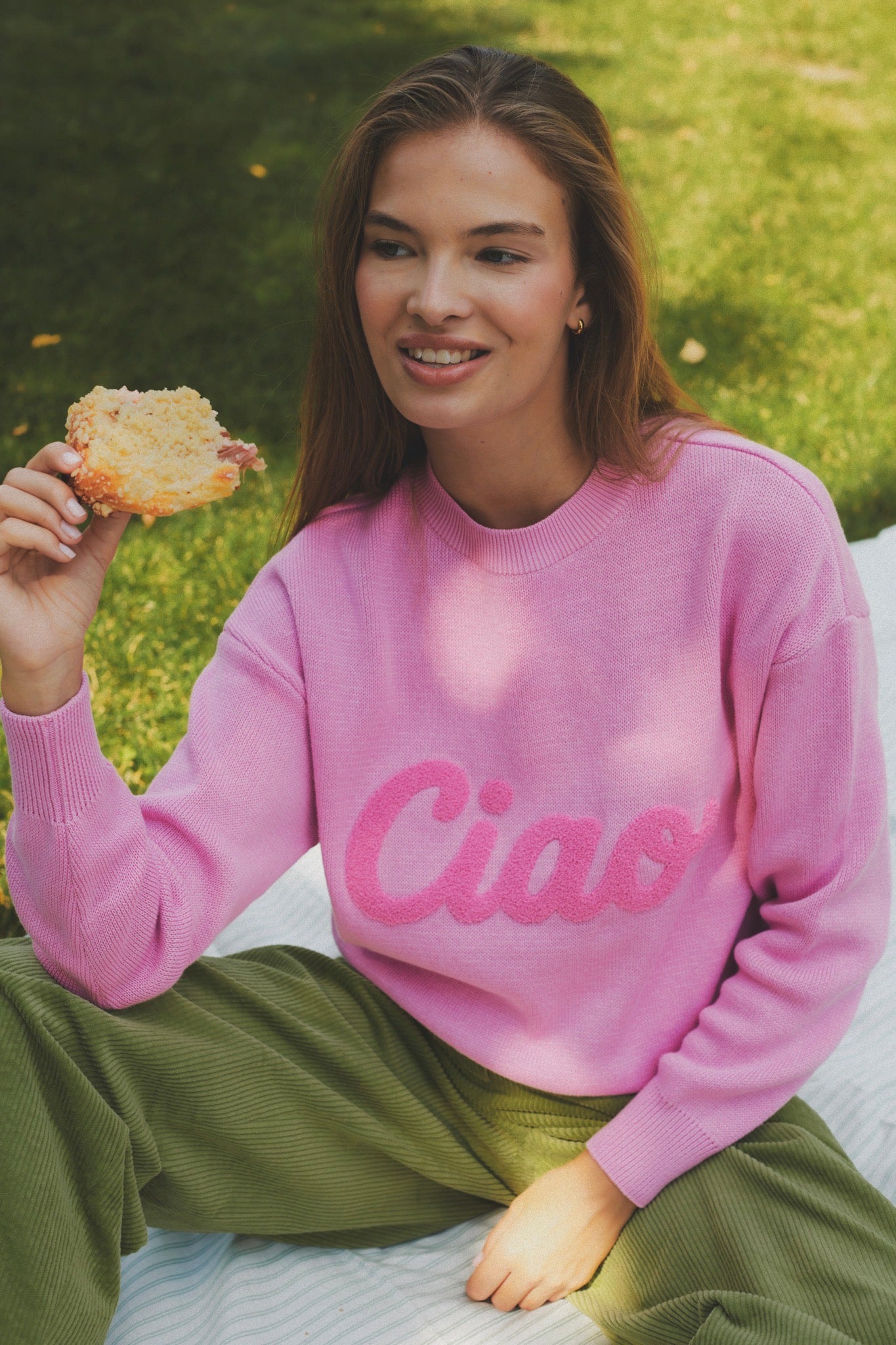 SWETER SADIE PINK Z BAWEŁNY ORGANICZNEJ