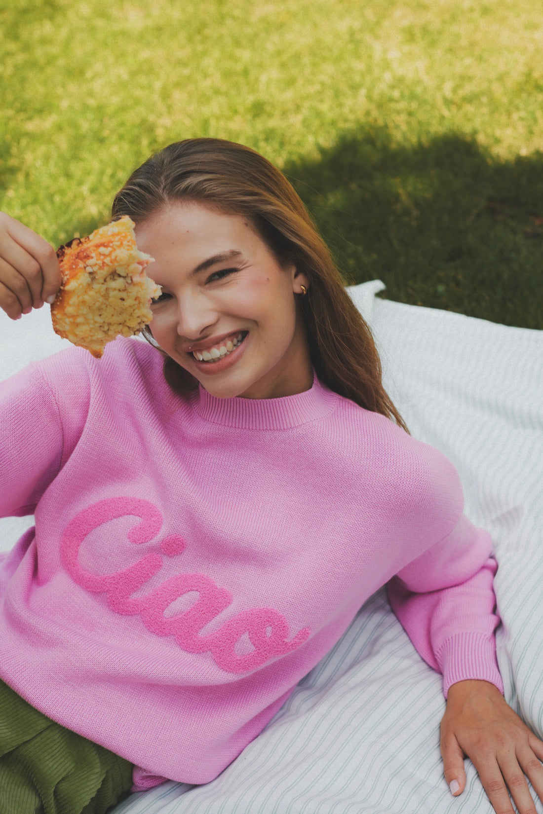 SWETER SADIE PINK Z BAWEŁNY ORGANICZNEJ