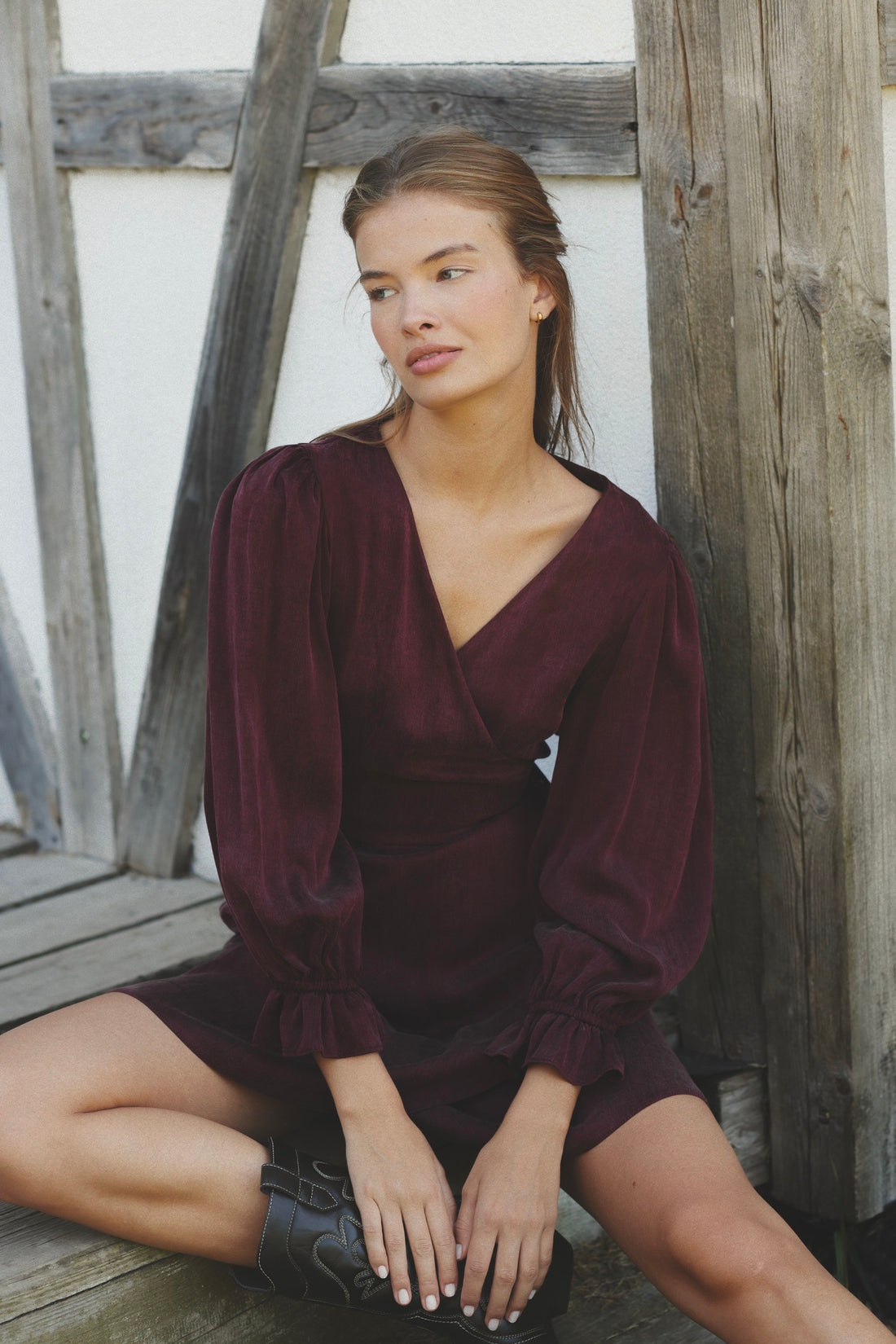 SUKIENKA AVVOLTA MINI BURGUNDOWA