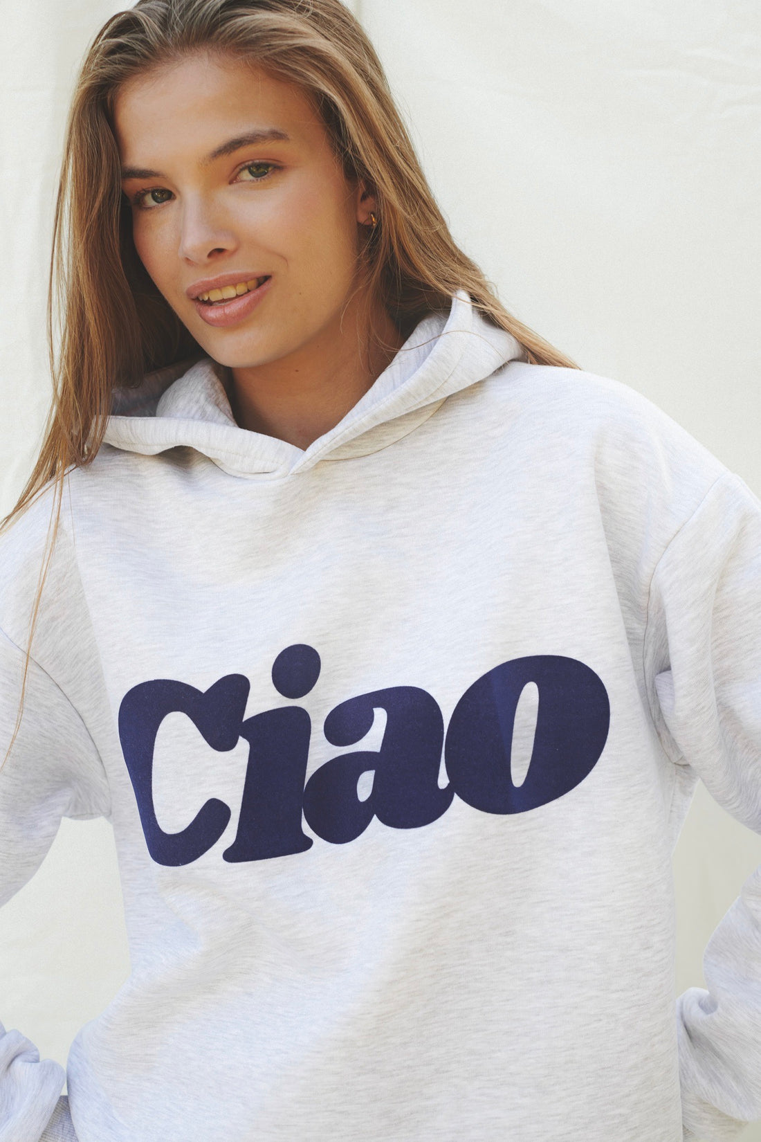BLUZA Z KAPTUREM CIAO SZARY MELANGE