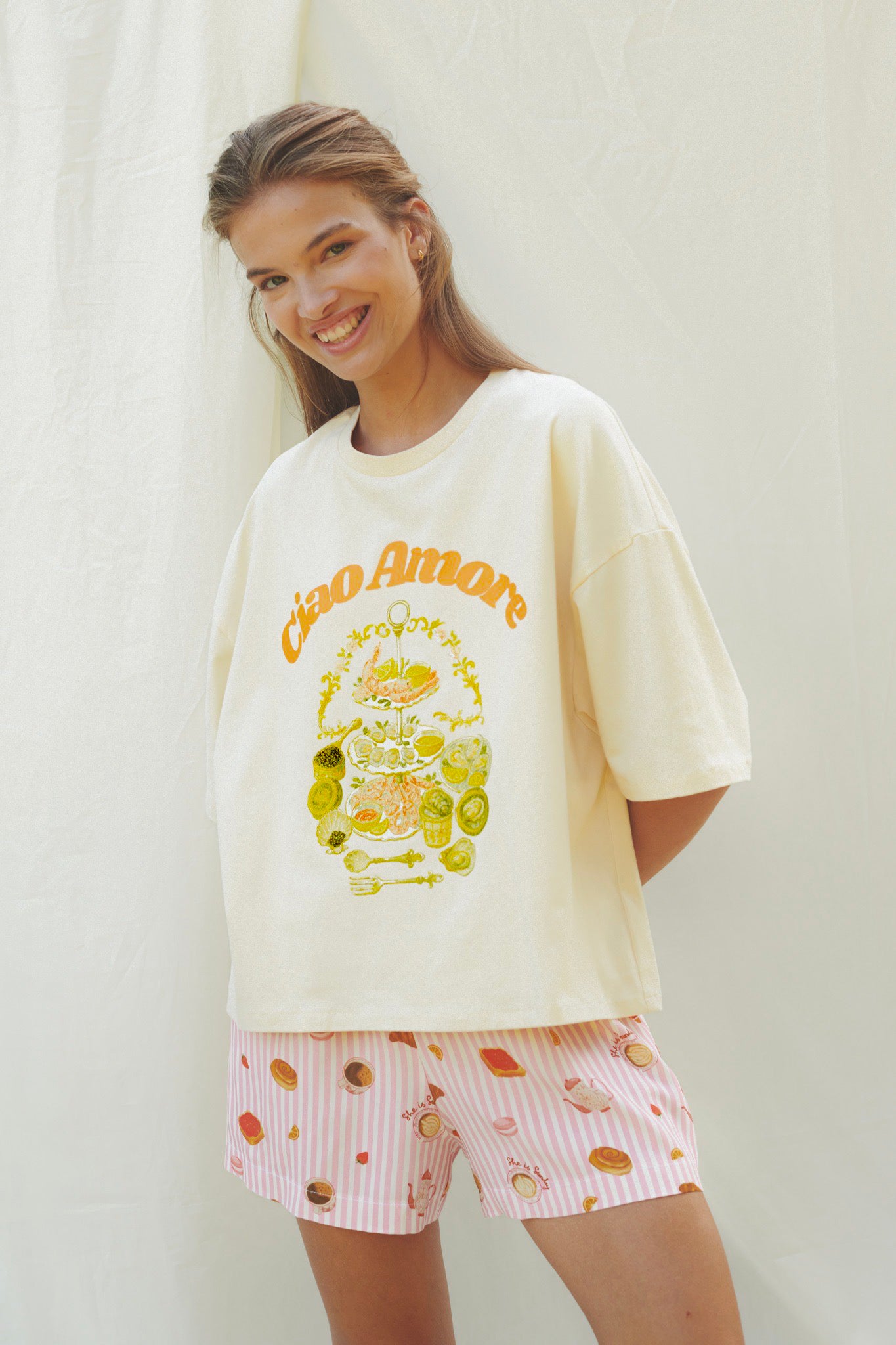 T-SHIRT CIAO AMORE KREMOWY