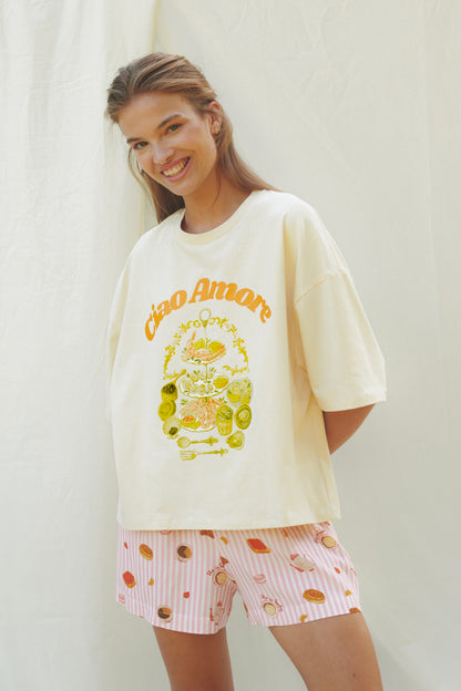 T-SHIRT CIAO AMORE KREMOWY